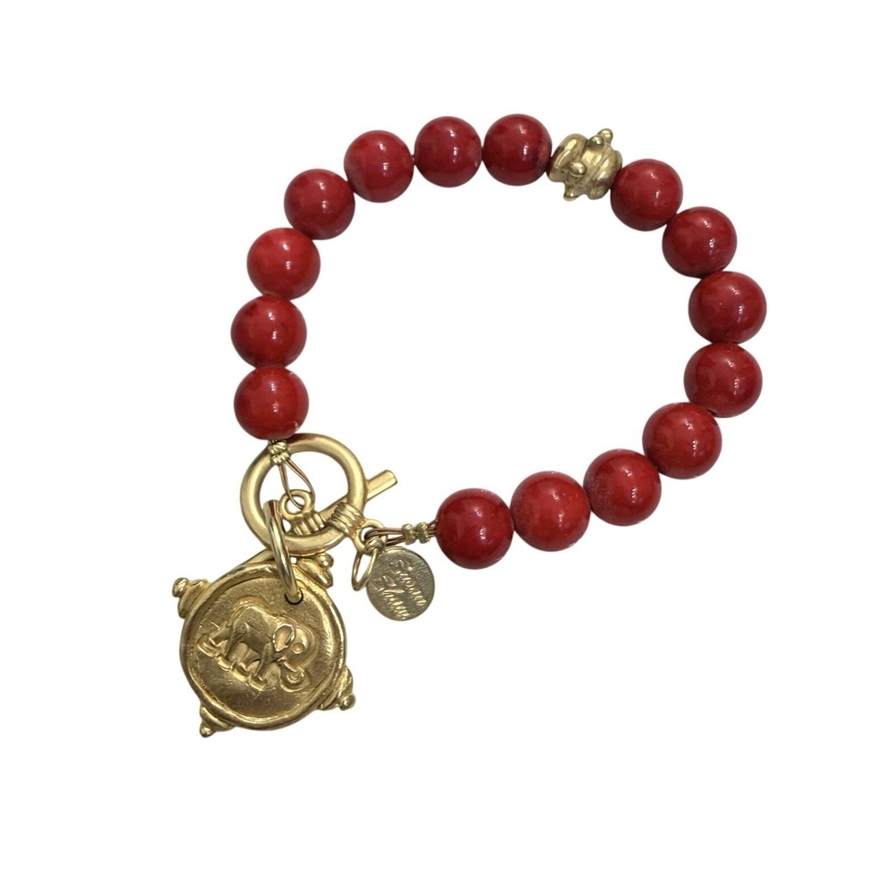 Women's Susan Shaw Elephant Intaglio Red Coral Bracelet U.S.A. UA Gameday